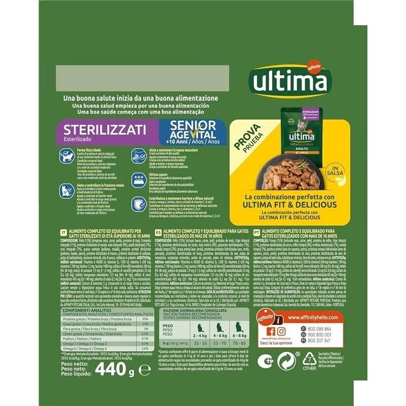 ULTIMA CROCCHETTE PER GATTO SENIOR 10+ ANNI 440 GR GUSTO POLLO PER GATTI STERILIZZATI