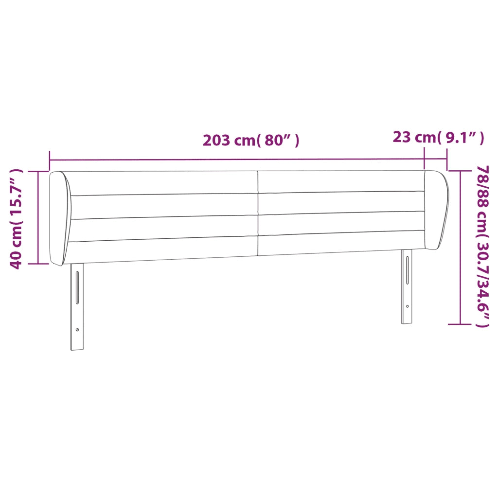 Testiera ad Orecchio Rosa 203x23x78/88 cm in Velluto 3117355