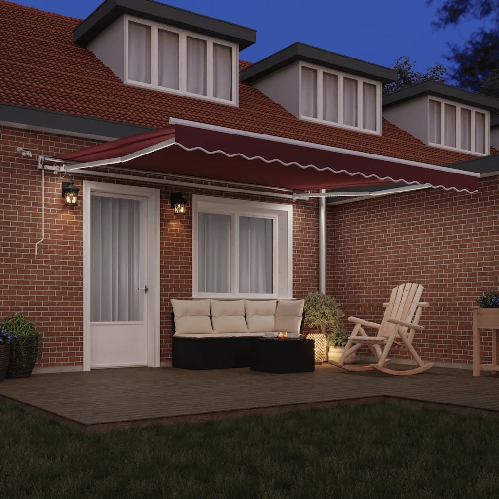Tenda da Sole Retrattile Automatica con LED Bordò 400x300 cm 3214975