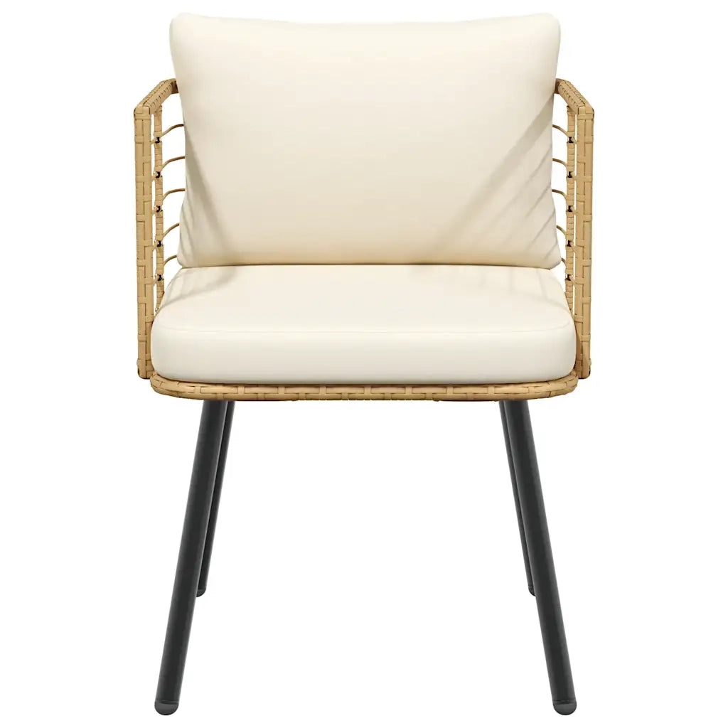 Sedia da Giardino con Cuscini Naturale in Polyrattan 4108260