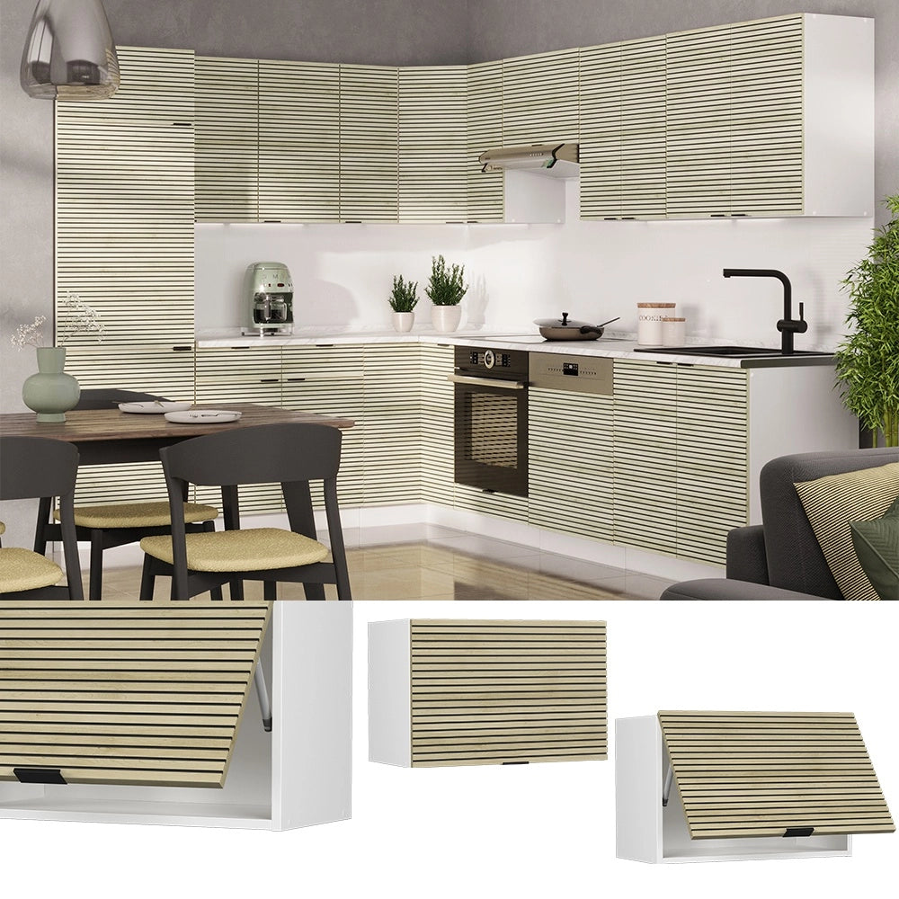 Pensile da cucina Fame-Line Pannello in quercia/Bianco 60 cm Piatto Vicco