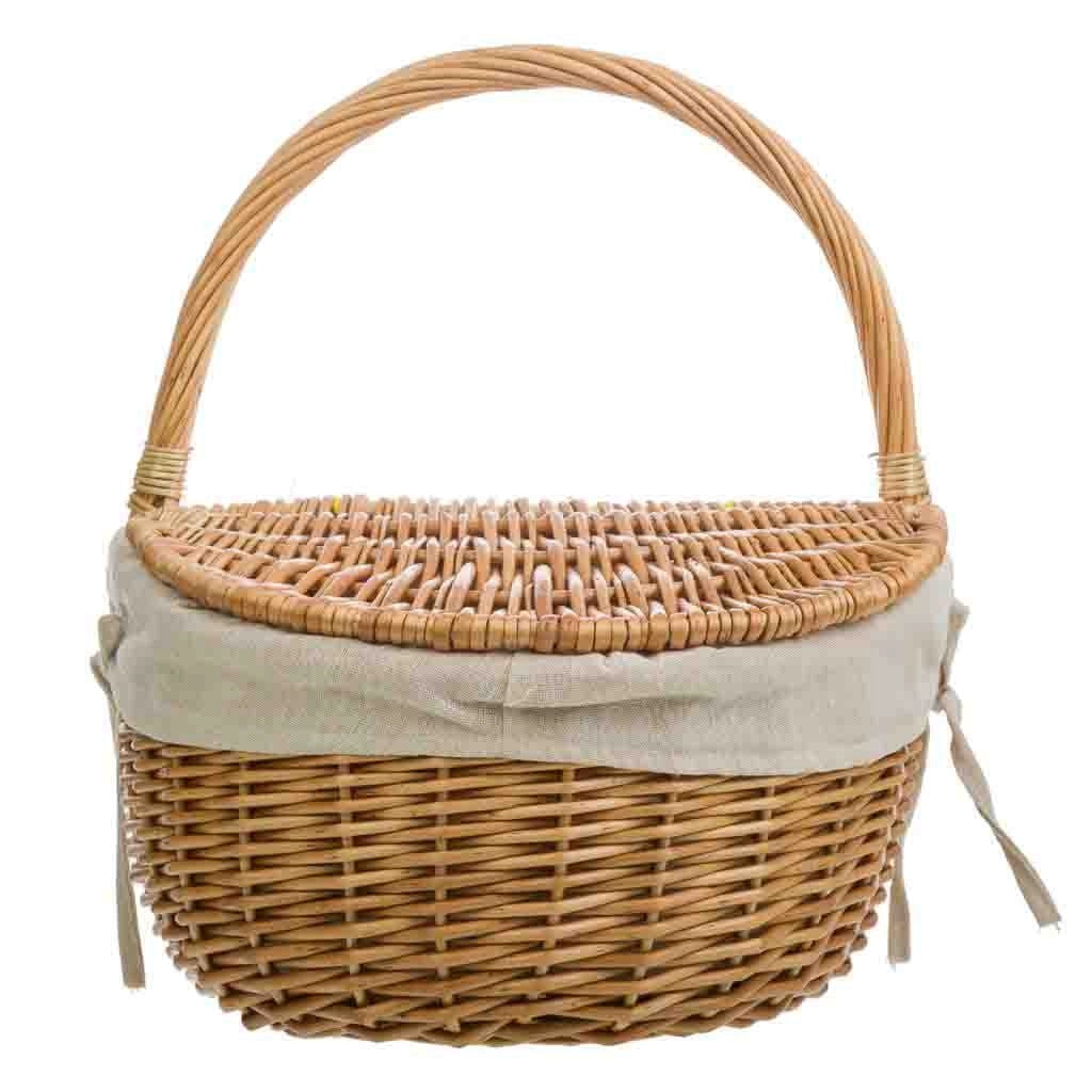 Cesto in vimini marrone foderato 41x32x19/15/37h
