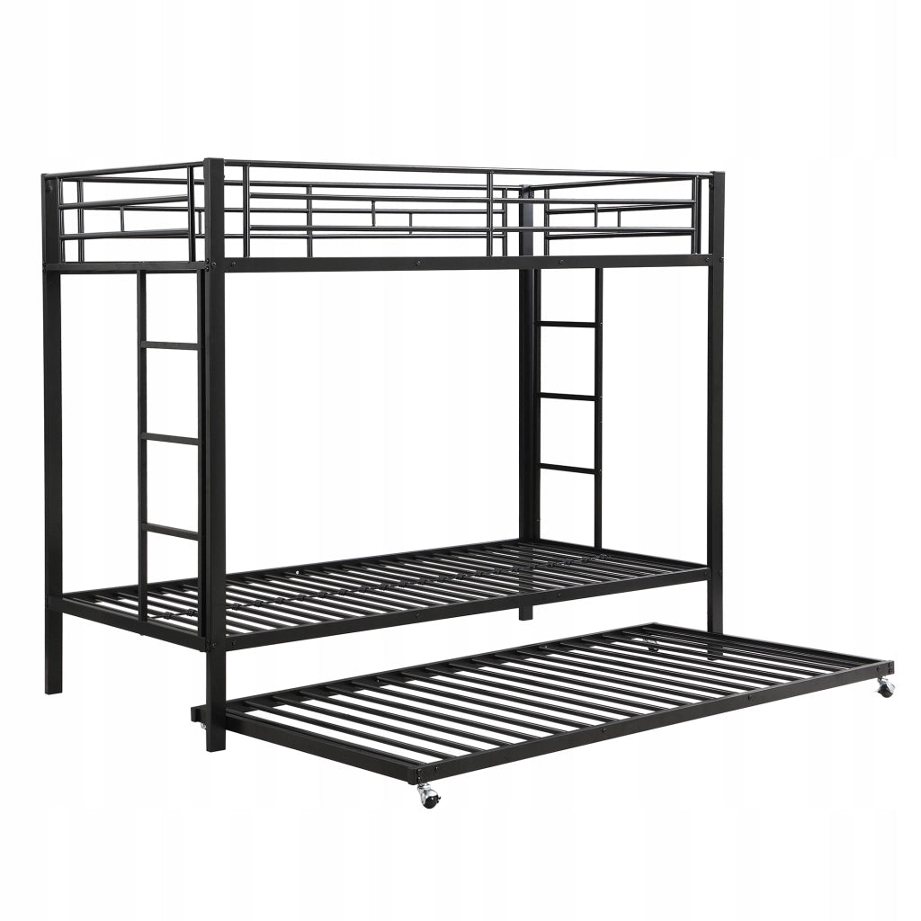 Letto a castello 90x200 - Xylo - Nero con letto estraibile