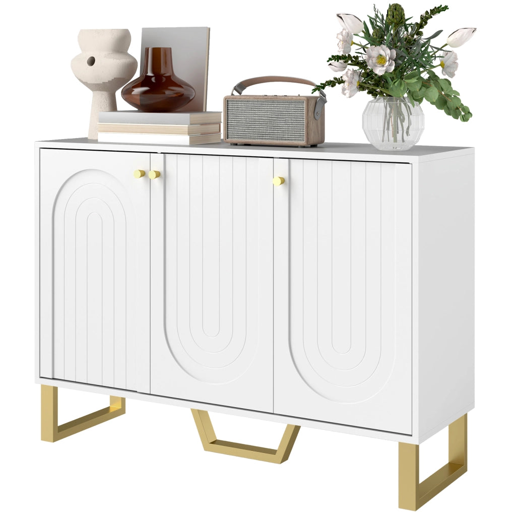 Buffet per soggiorno con ante e ripiano regolabile ¨C zephmum ¨C 106.5x35x77.5 cm, bianco