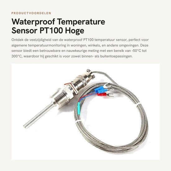 Sensore di Temperatura PT100 - Acqua-Resistente - 1/2 pollici NPT Connettore - 50 mm Sonde - 2 m Cavo - Acciaio Inossidabile - Sonde di Temperatura