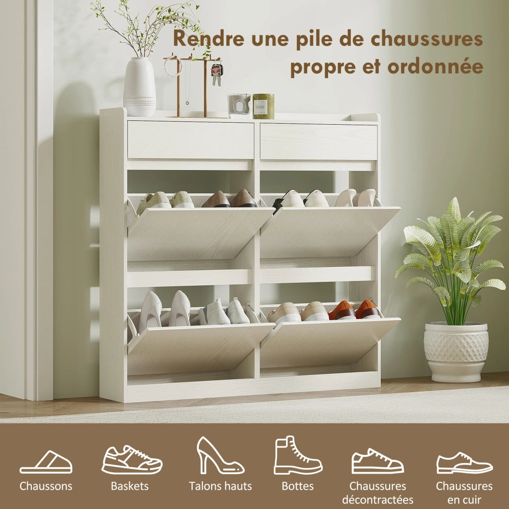 Scarpiera con cassetti e ante ¨C Minimal ¨C bianco 98x19x95 cm
