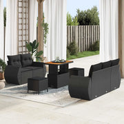 Set Divano da Giardino 8 pcs Nero polyrattan