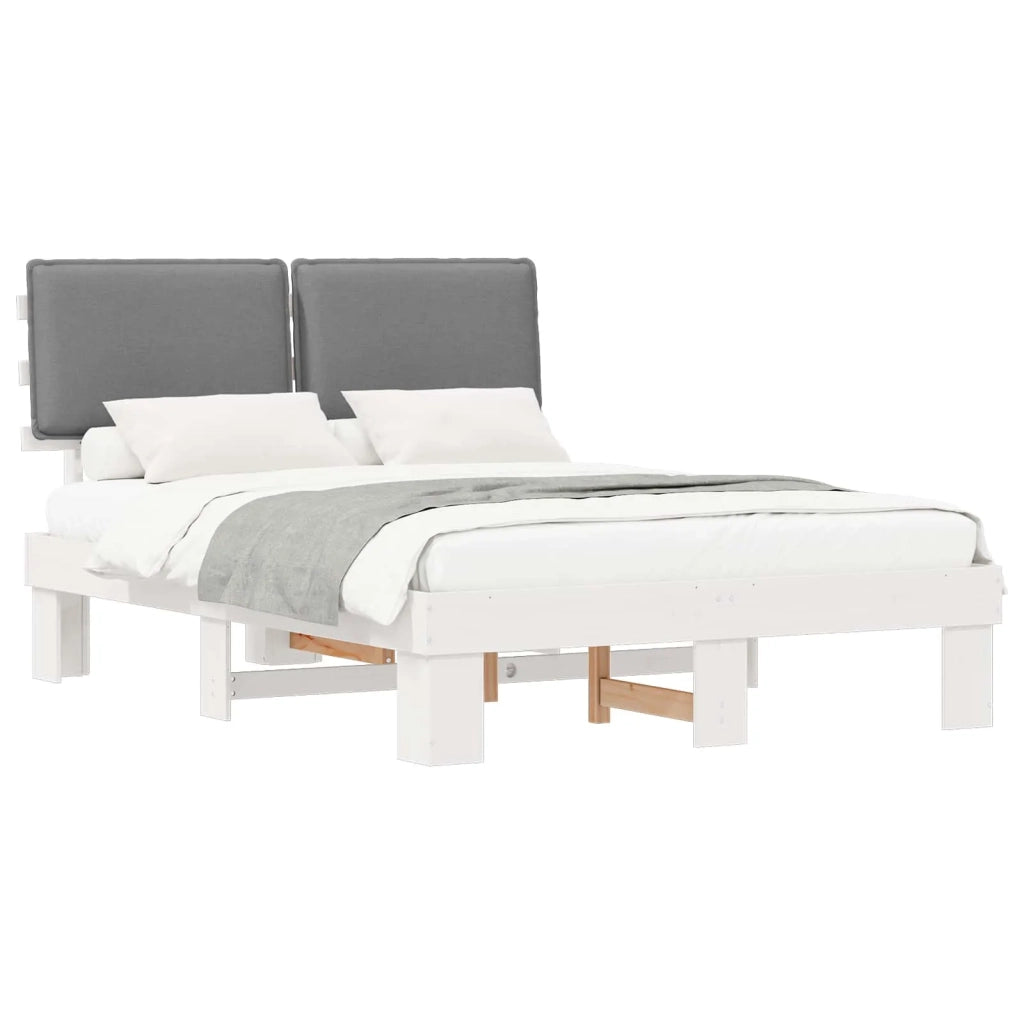 Letto con Testiera Rivestita-Struttura Letto con Testiera Grigio chiaro 140 x 190 cm 897339