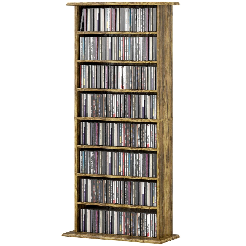 Libreria per CD e DVD ¨C zephmum ¨C marrone, 8 scomparti, 6 ripiani regolabili