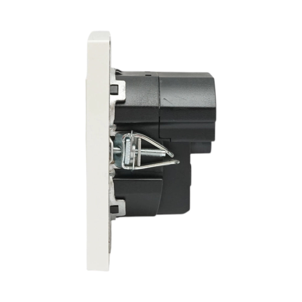 Presa Schuko da incasso bianca 220V, 16A, 2xUSB A+C 5V 2.1A, ABS 80x80mm