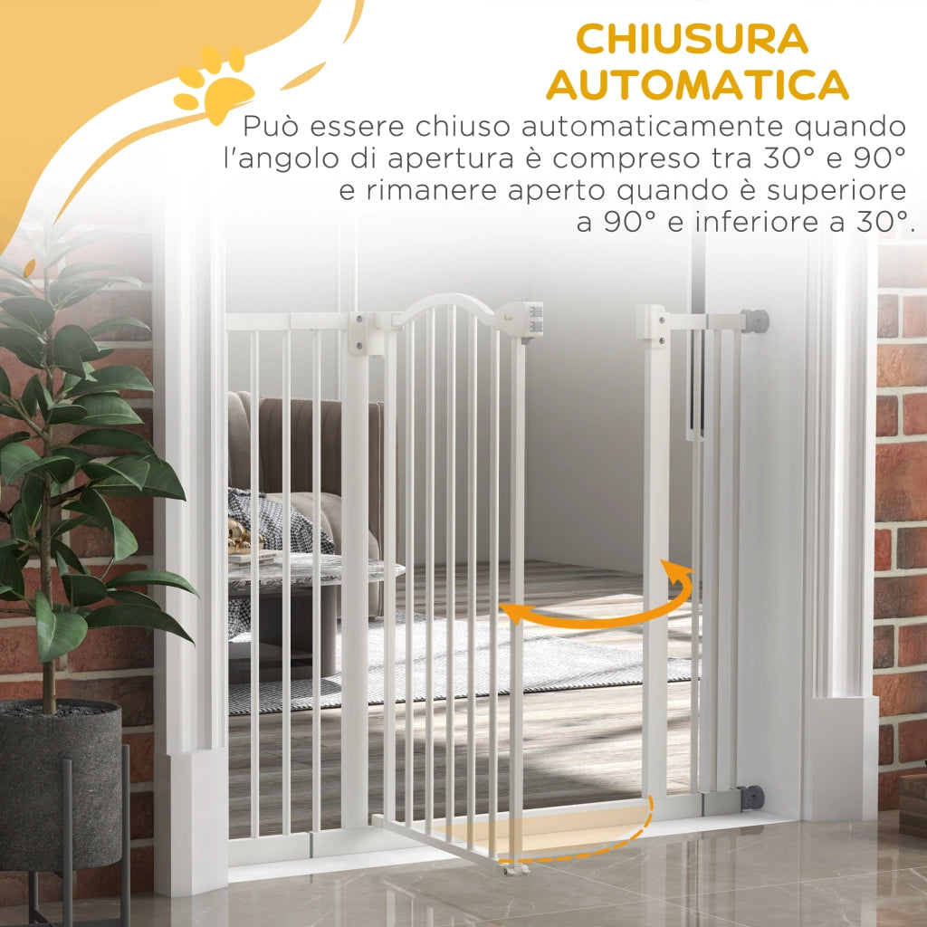 Cancelletto per Cani Estensibile ¨C Minimal ¨C Bianco, Metallo e Plastica, 74-100x78 cm