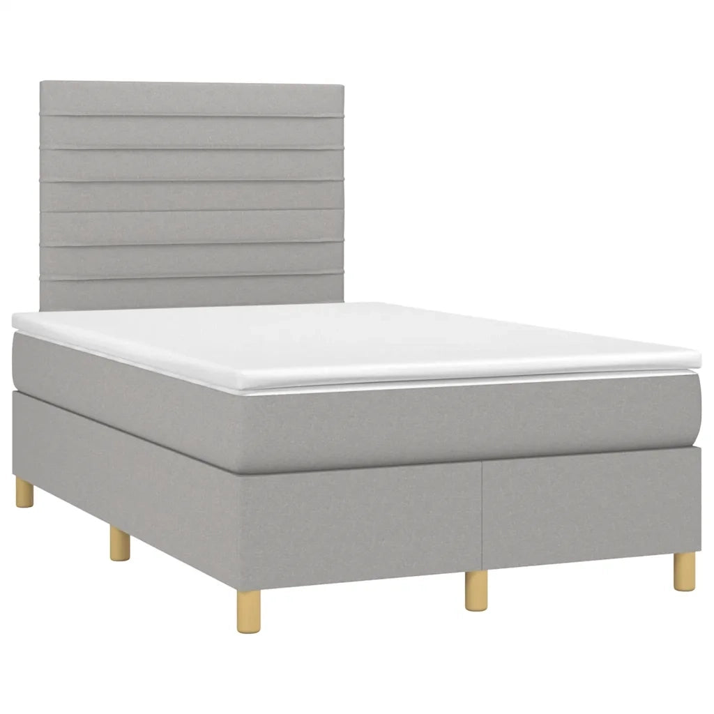 Giroletto a Molle con Materasso Grigio Chiaro 120x190cm Tessuto