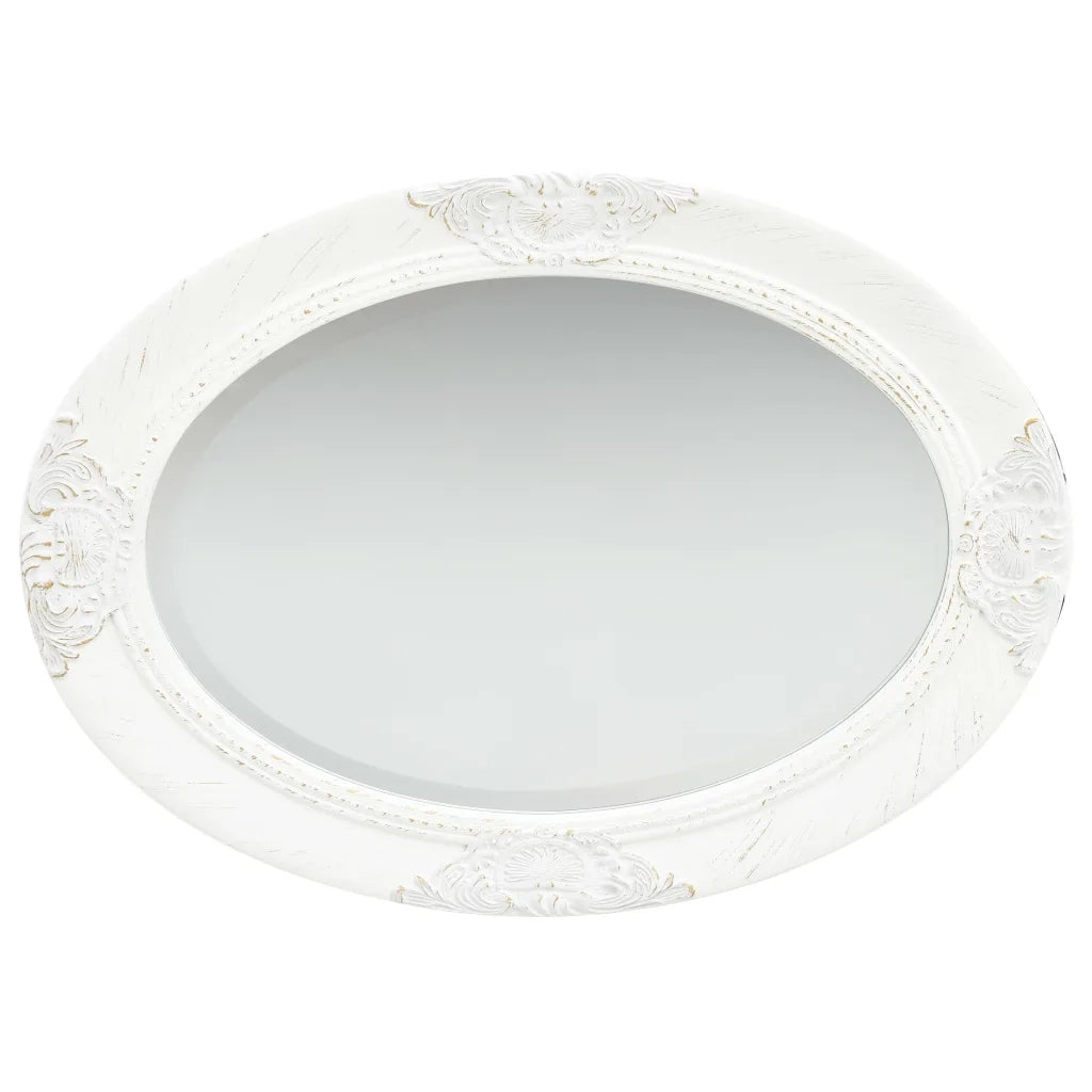 Specchio da Parete Stile Barocco 50x70 cm Bianco