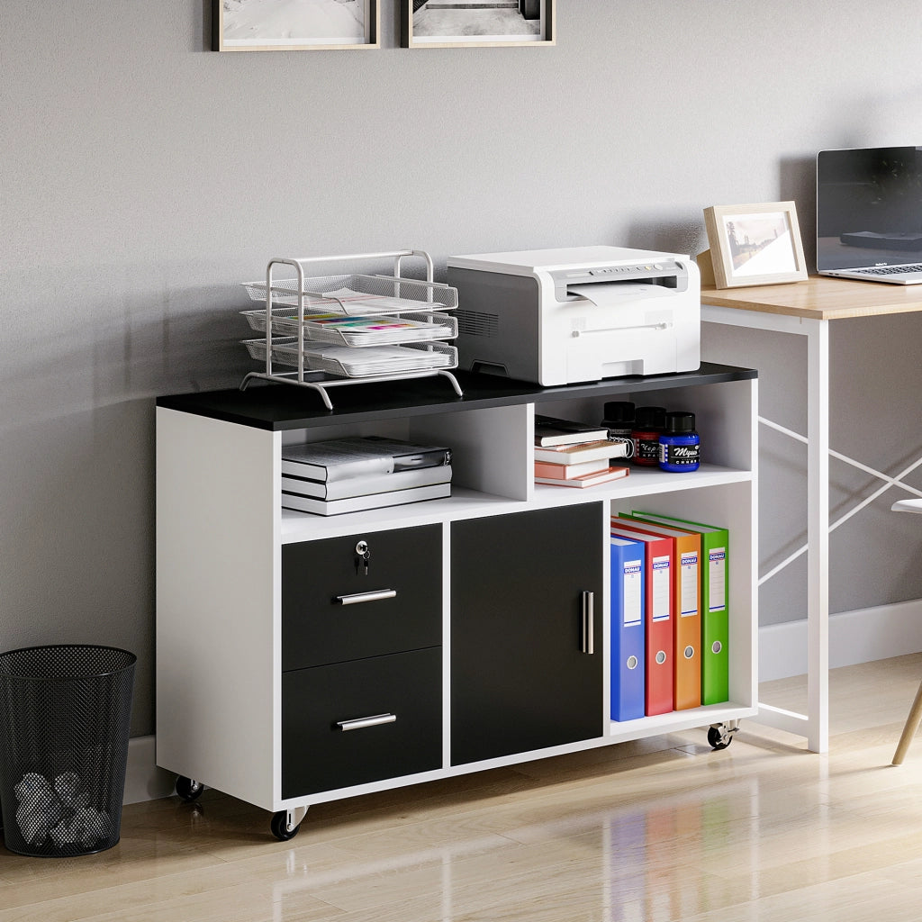 Scrivania Computer con Cassetti ¨C Xylo ¨C Nero e Bianco 100x35x65cm
