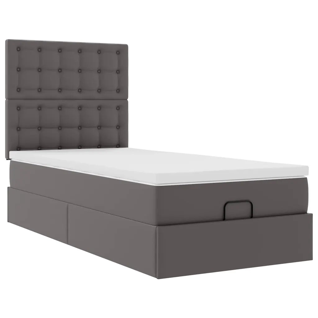 Letto Pouf con Materasso Grigio 100x200 cm Similpelle