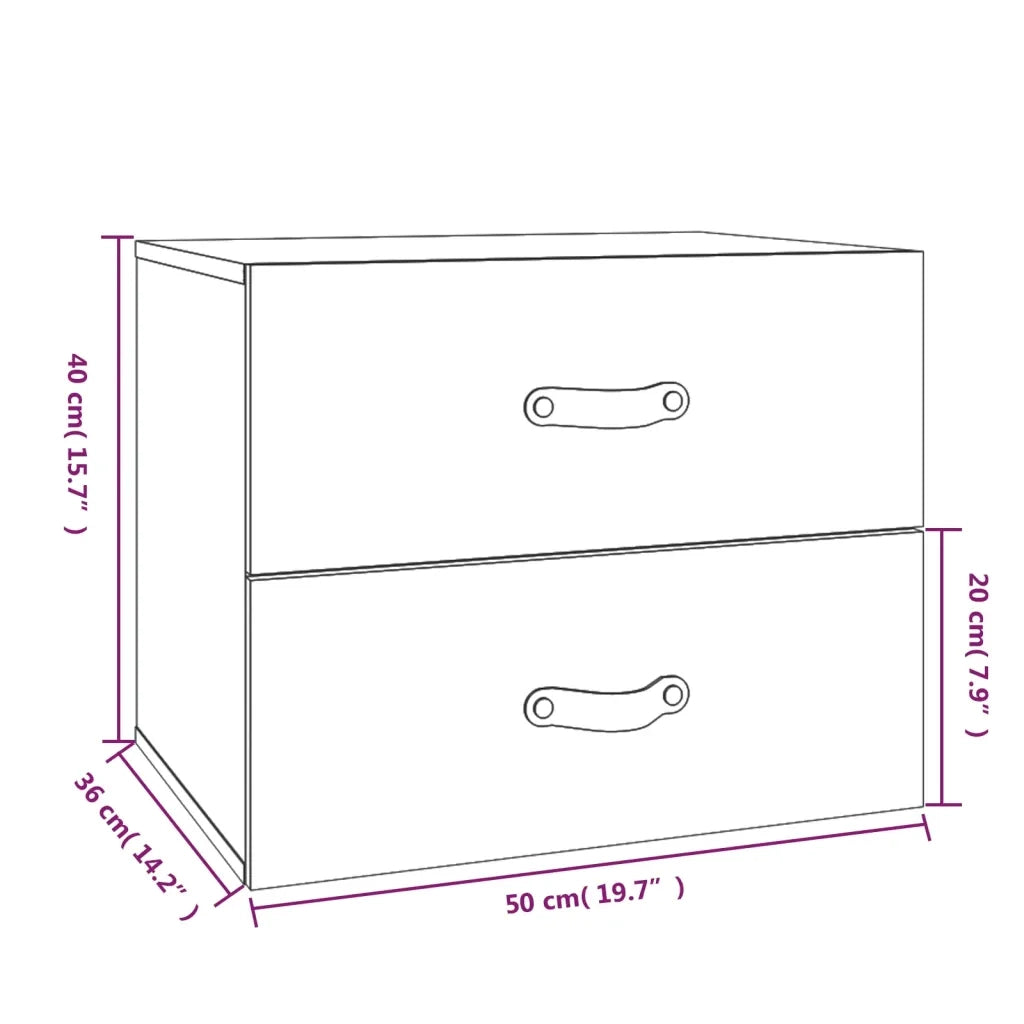 Comodini a Muro 2 pz Nero 50x36x40 cm 820985