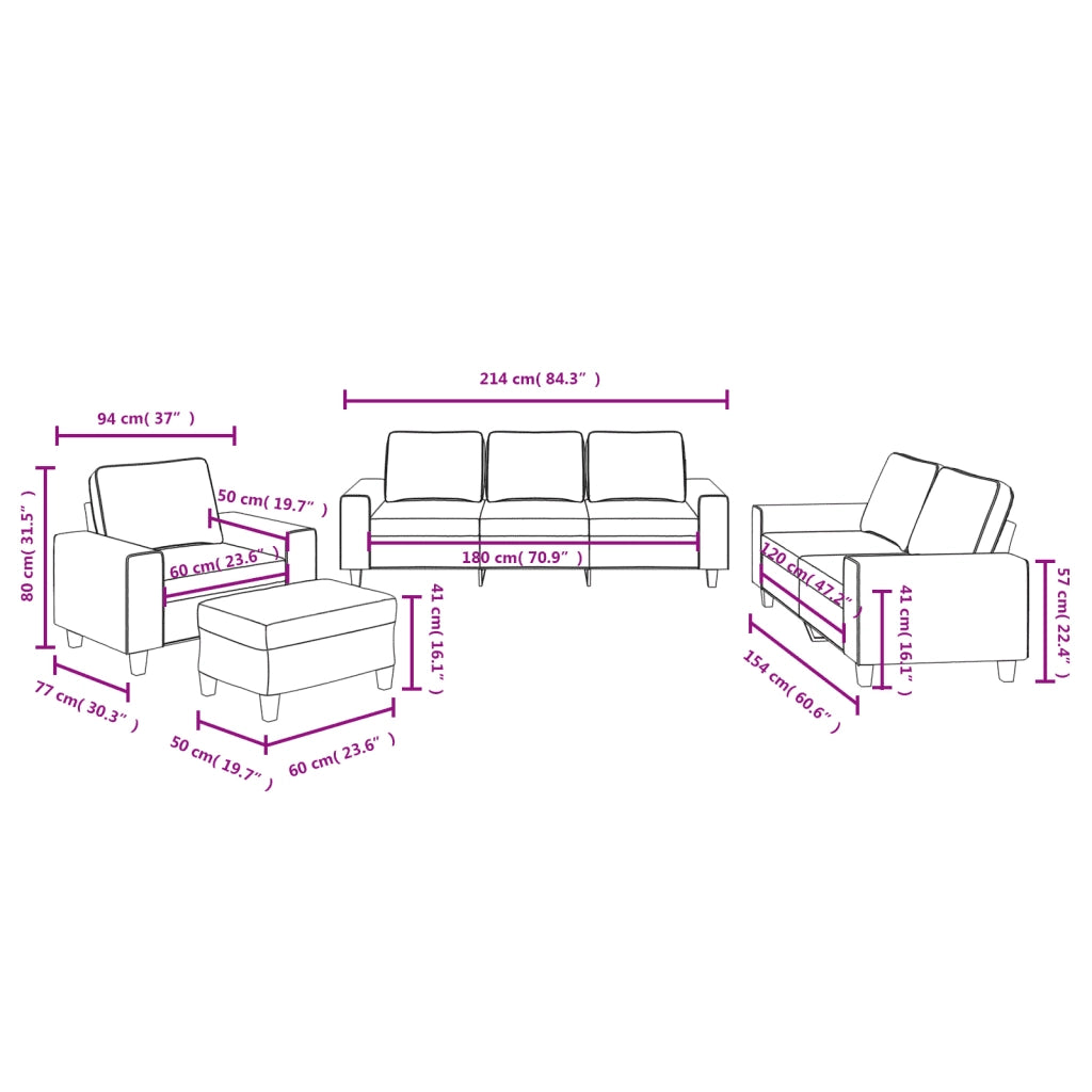 Set di Divani 4 pz Crema in Tessuto 3201876