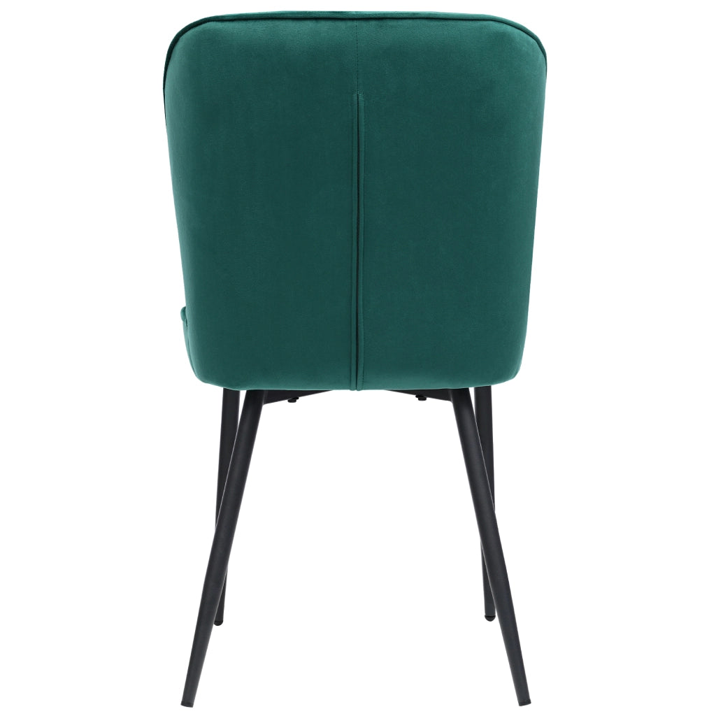 Sedia da pranzo moderna in velluto verde con struttura in metallo