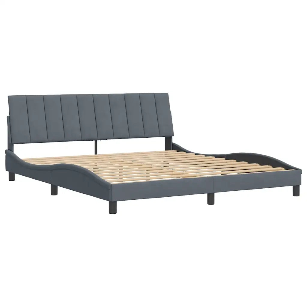 Letto matrimoniale | Letto per adulti | Giroletto senza Materasso Hanko Grigio Scuro 180x200 cm Velluto