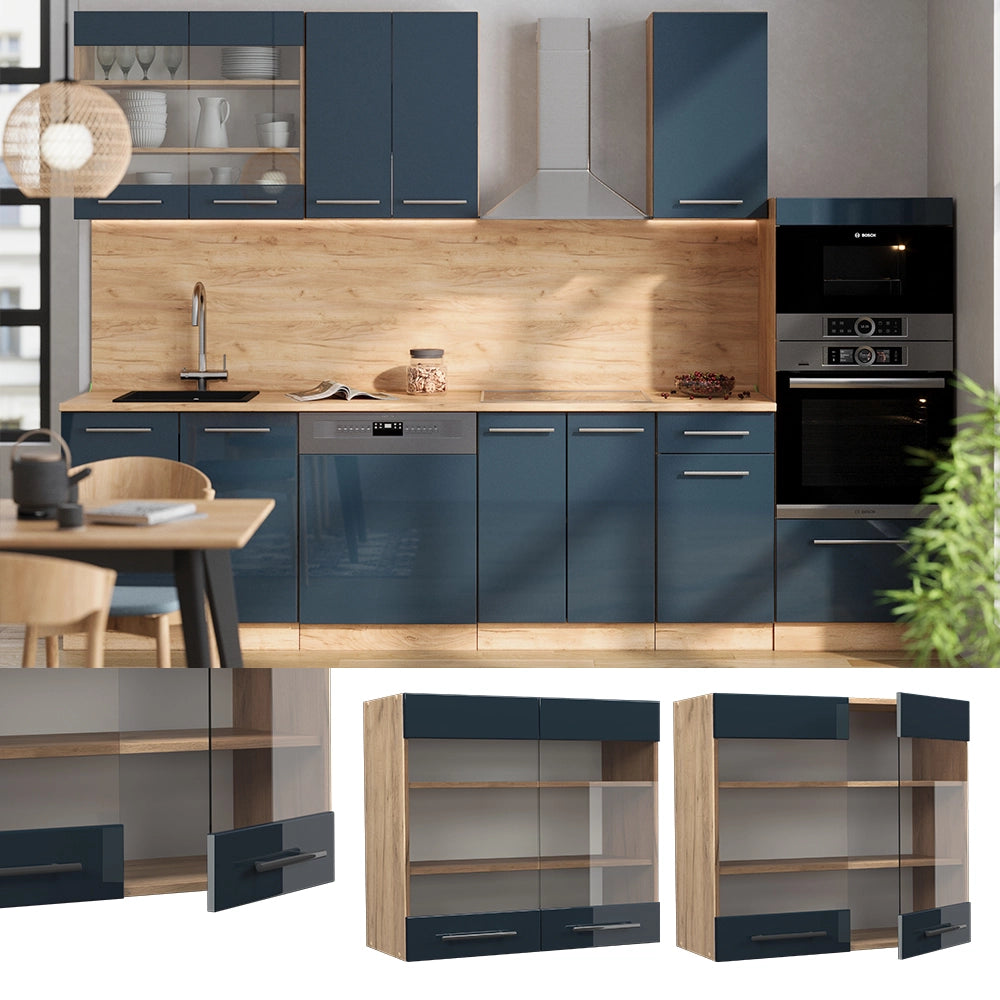 Vicco Mobiletti da cucina  Blu scuro lucido 80 cm