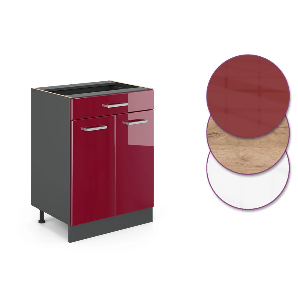 Vicco Mobiletto base per cucina Rosso lucido 60 cm , PL Antracite