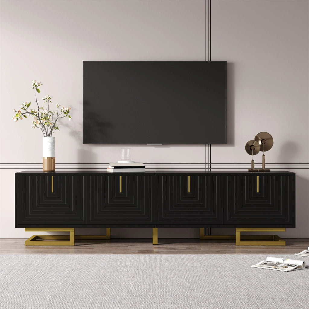 Cassettiera TV nera in truciolato lunghezza 160 cm