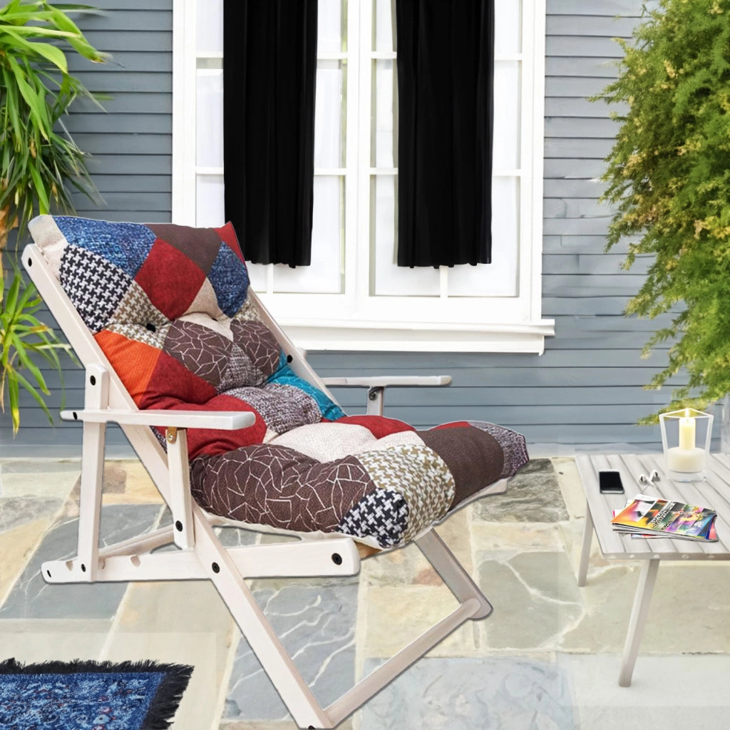 MAURY'S POLTRONA RELAX MAURYTCHWORK COMODONA IN LEGNO 3 POSIZIONI CON CUSCINO IMBOTTITO