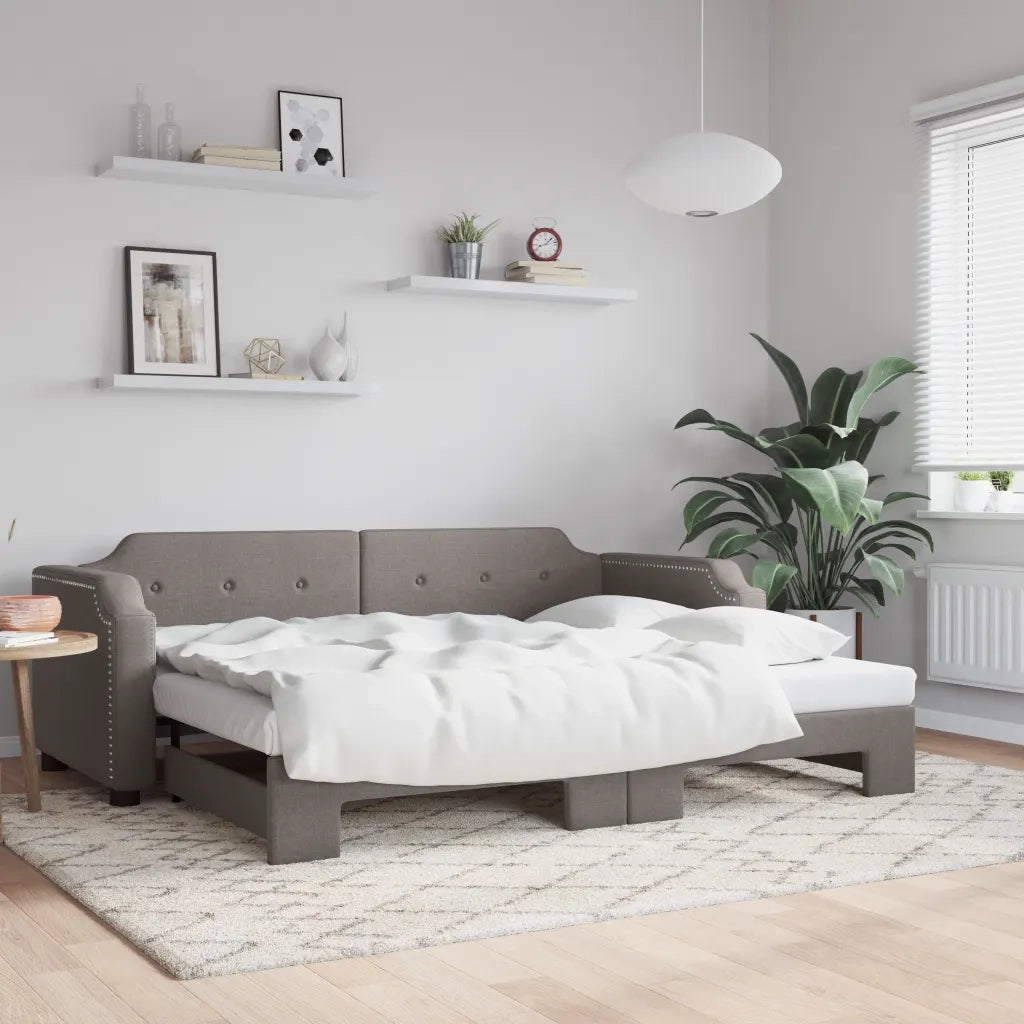Divano letto | Sof¨¤ letto | Letto singolo Estraibile Tortora 80x200 cm Tessuto