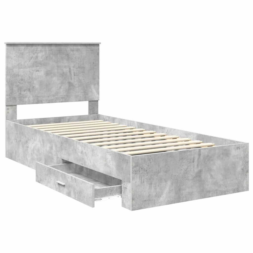 Letto singolo | Letto per adulti | Struttura del letto con testiera Grigio cemento 90 x 200 cm