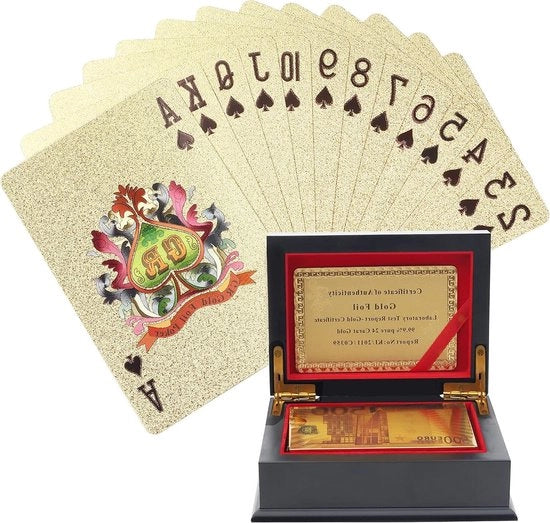 Poker Allettante - Deck di Carte da Gioco in Oro con Progetto da 500 Euro, Impermeabile, con Scatola di Regalo