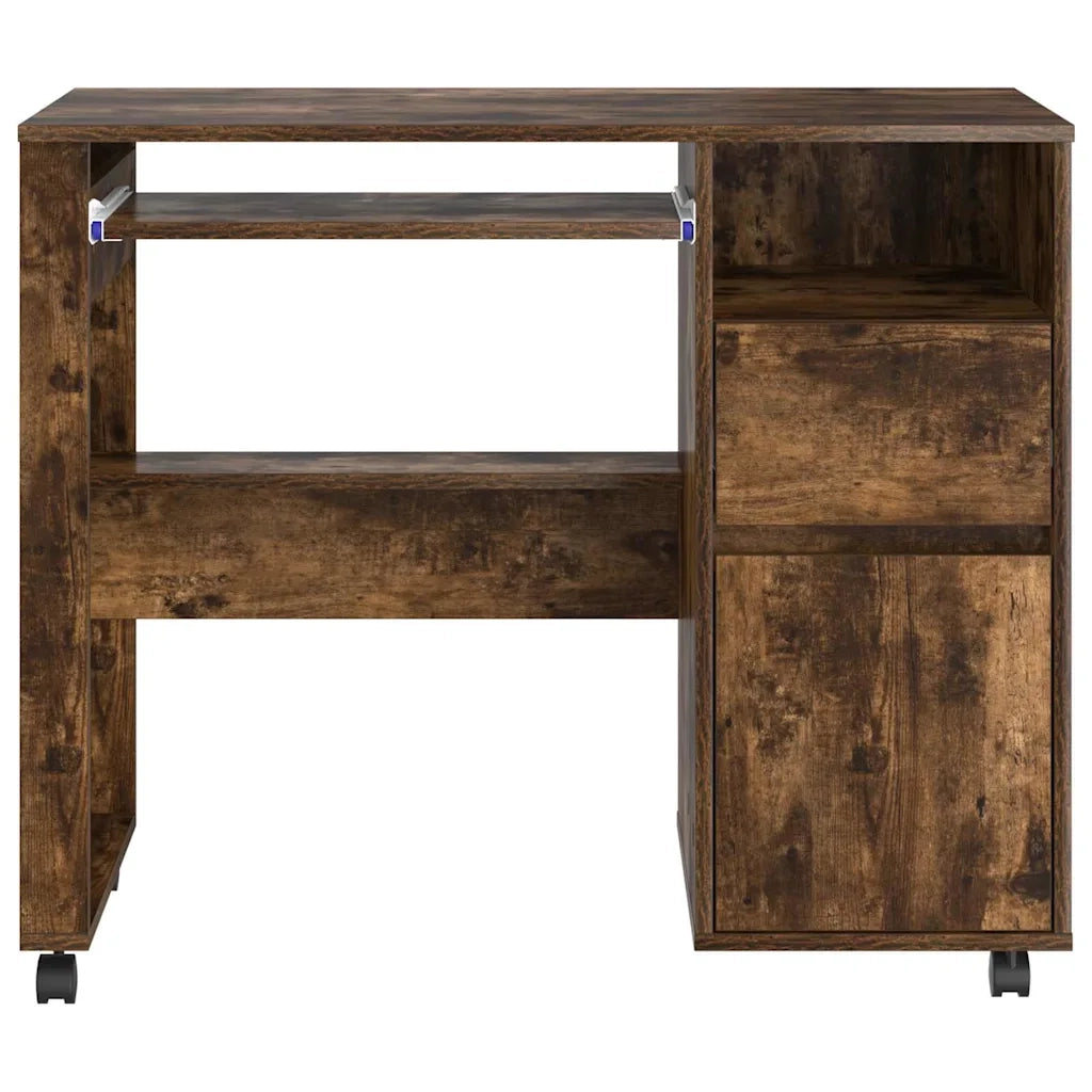 Scrivania con Ruote con cassetto Rovere fumé 91 x 50 x 77 cm 869534