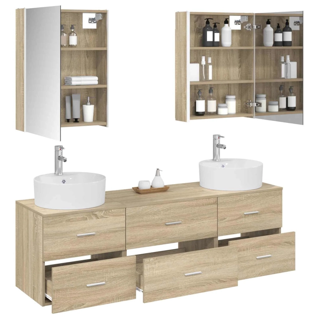 Set di mobili per il bagno 5 pz Rovere Sonoma 3406889