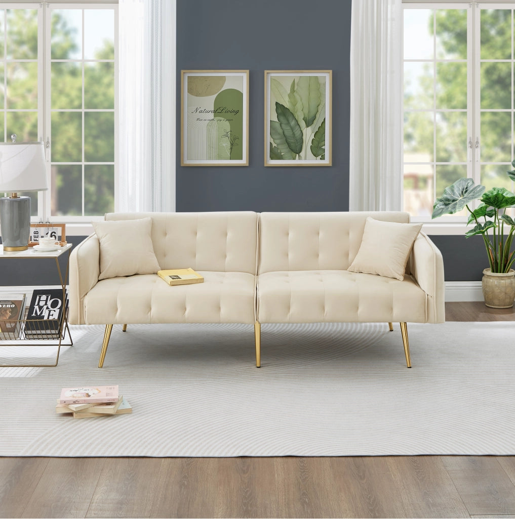 Divano Letto 2 Posti Pieghevole ¨C MINIMAL ¨C Velluto, Schienale Regolabile
