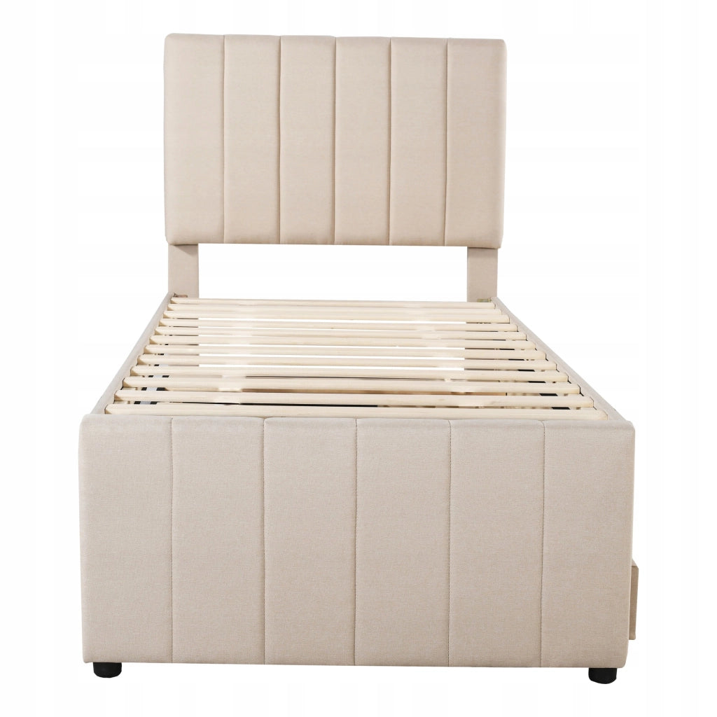 Letto imbottito 90x200 con contenitore - Xylo - Beige