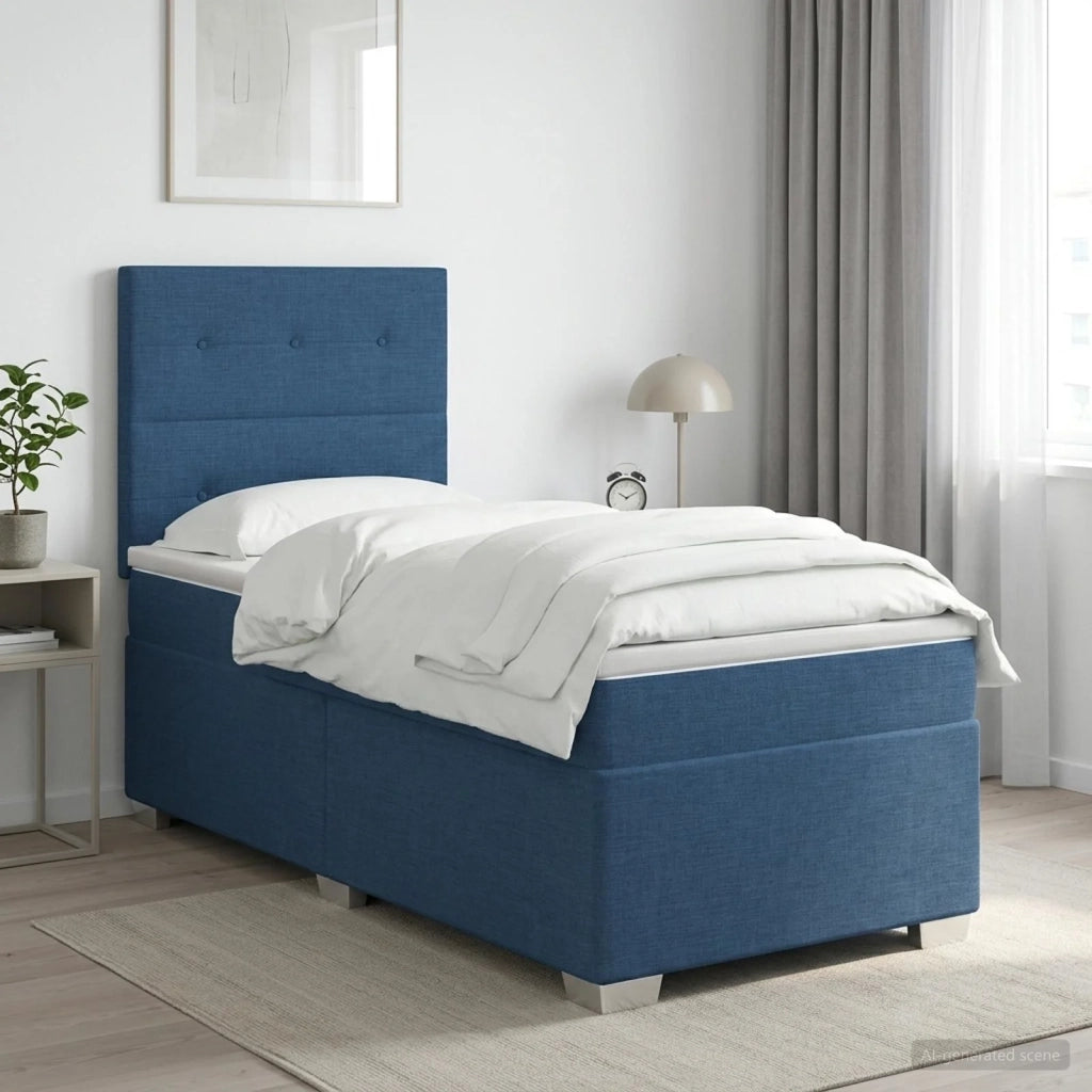 Letto box spring con materasso Blu 100 x 200 cm Tessuto 3453345