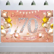 Decorazione per festa grande rosé dorata - Decorazione di sfondo - Foto sfondo - Tovaglia da tavola - Decorazione per 70° compleanno - Per donne - Decorazione di compleanno