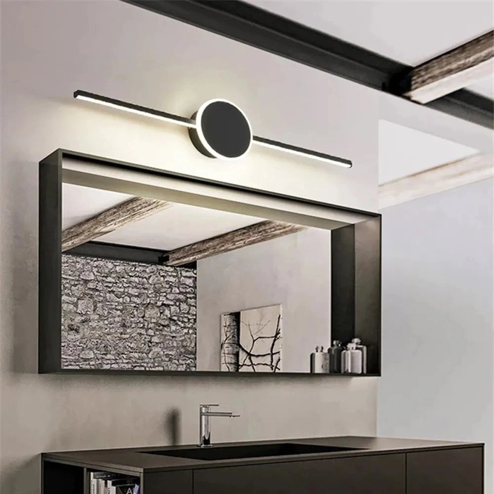 Lampada Da Muro Da Bagno Led Sopra Specchio 60cm APP849-1W Round Black