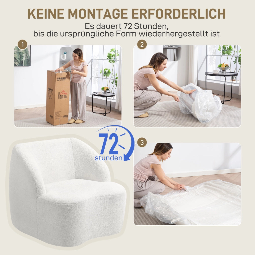 Poltrona Moderna con Rivestimento in Tessuto ¨C Minimal ¨C Cremewei?