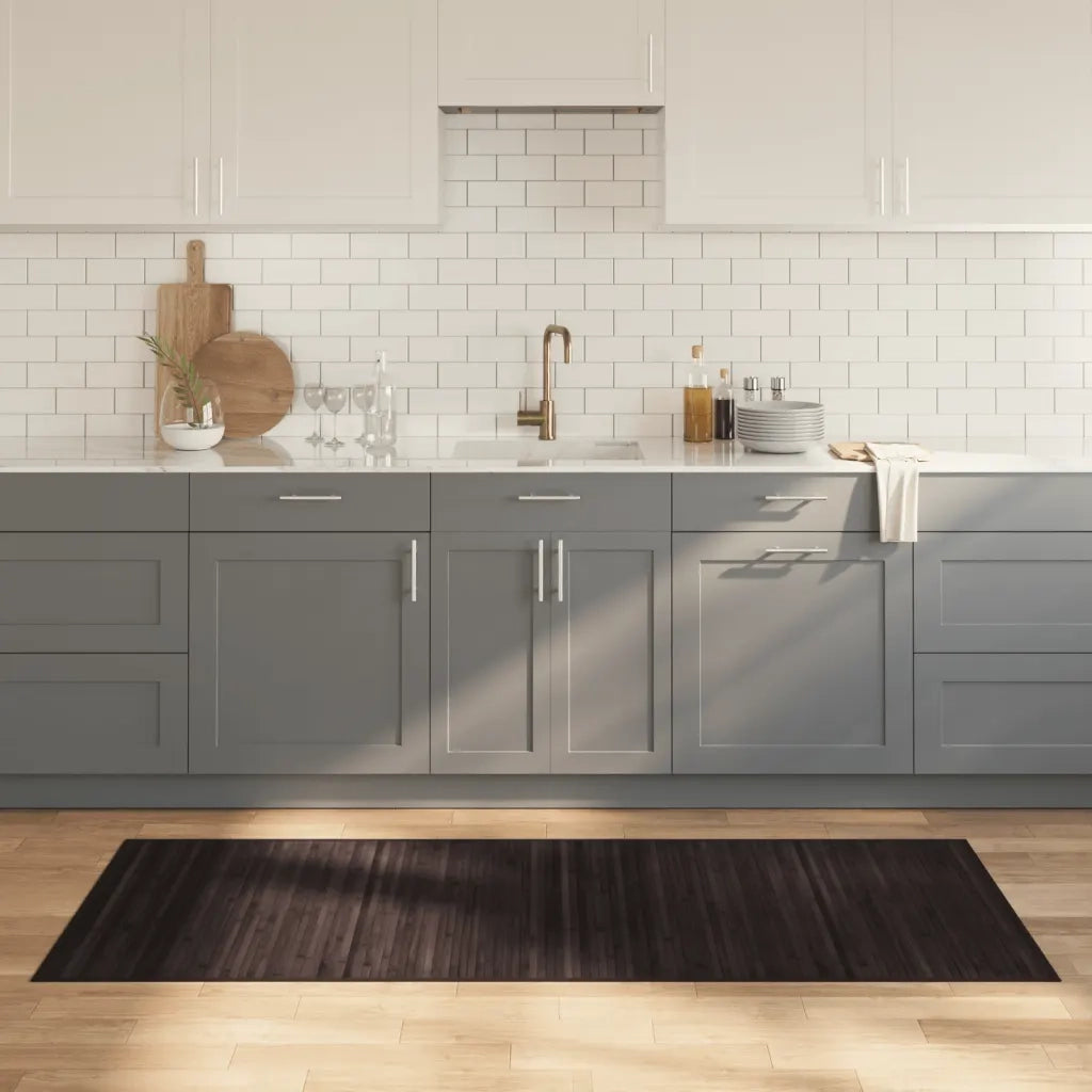 Tappeto Rettangolare Marrone Scuro 80x200 cm in Bambù 376911