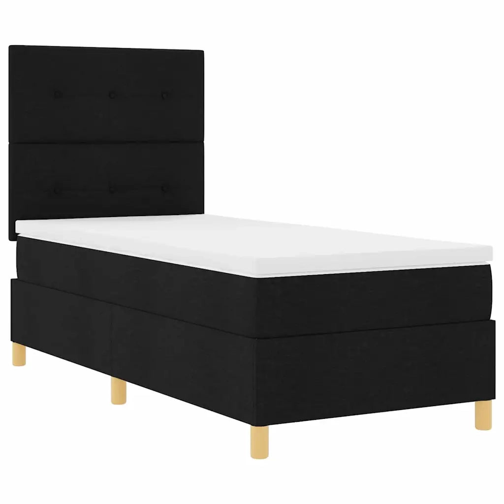 Letto a Sorgente LED con materasso Nero 90 x 200 cm Tessuto 3343070