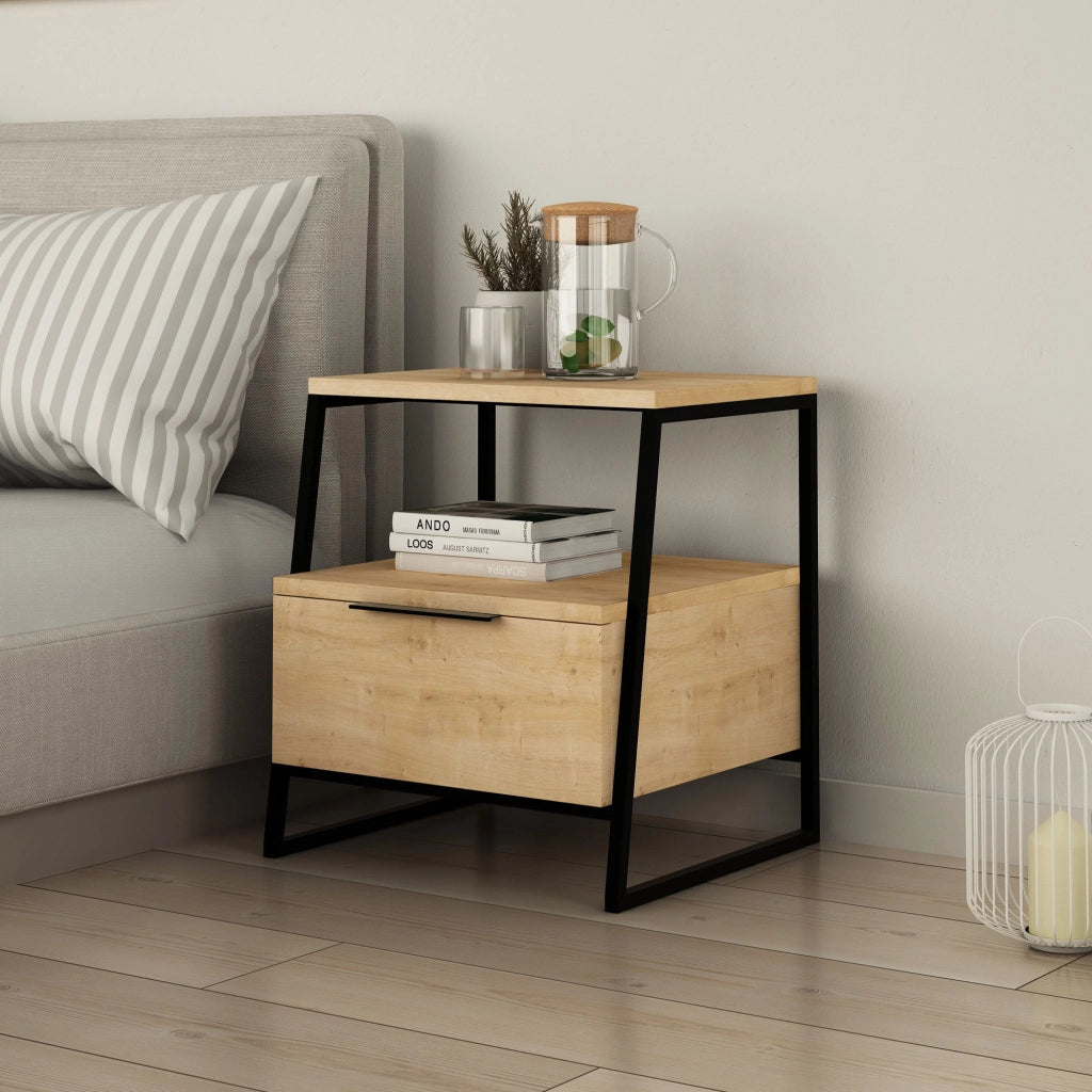 Comodino in legno "Pal" - 45 x 40 x 50 cm - Beige