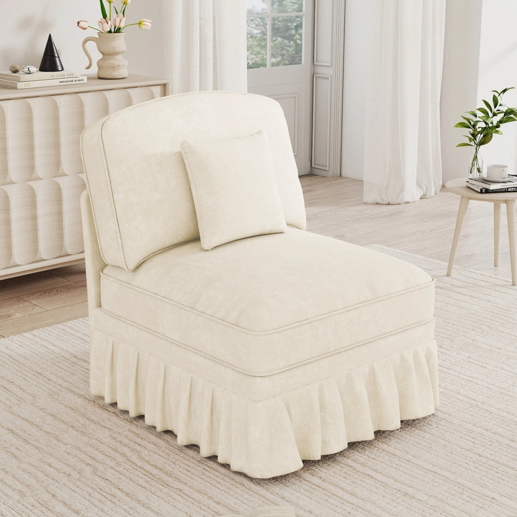 SOFA in Chenille Bianco con cuscino 79x75x23 cm