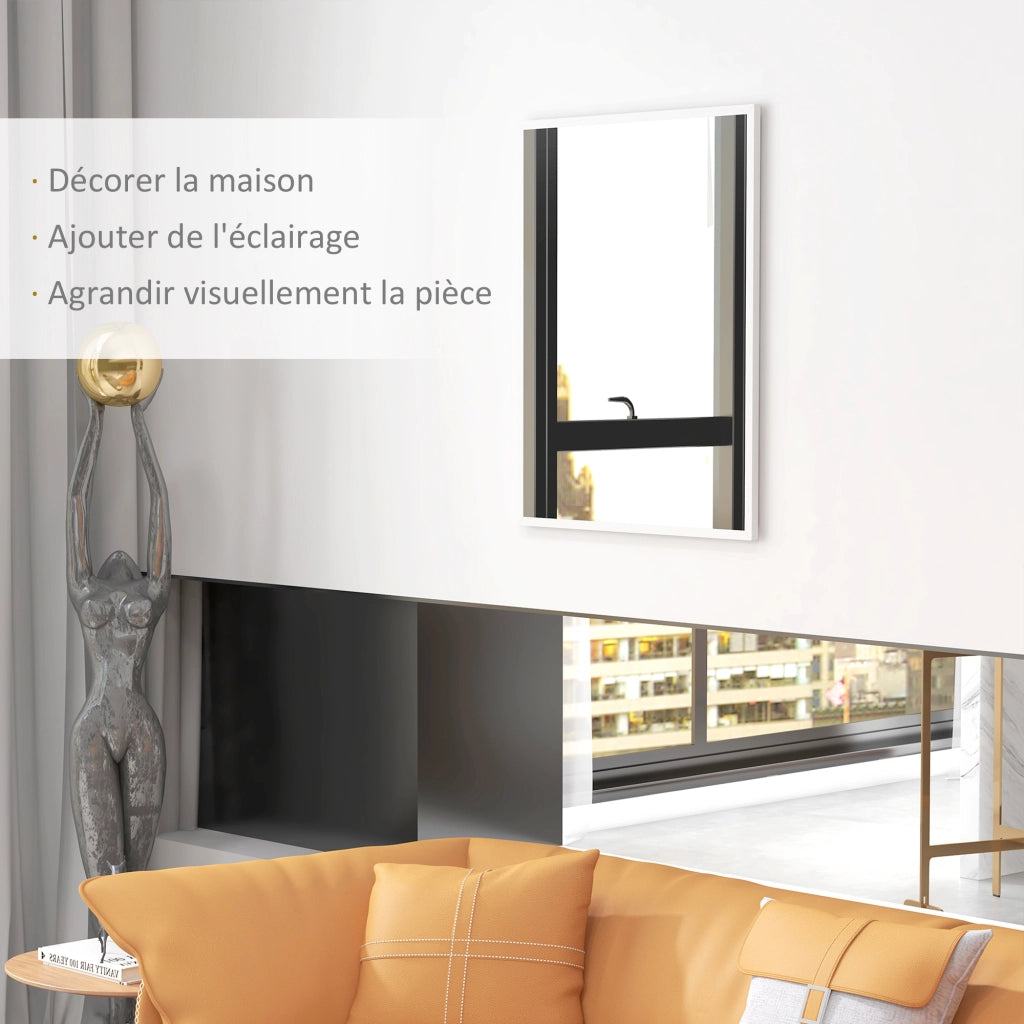 Specchio da parete rettangolare ¨C Minimal ¨C 90x70 cm, bianco, legno