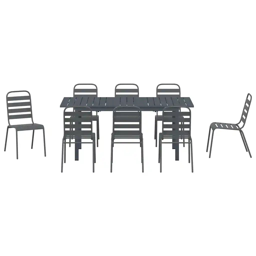 Set da Pranzo per Giardino 9 pcs Antracite