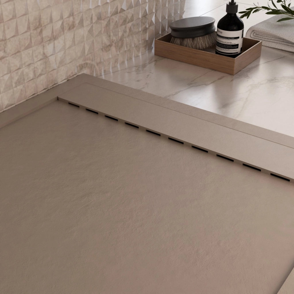 Piatto doccia in marmoresina tortora effetto pietra cemento prestige, misura 80x200