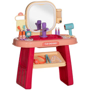 Specchiera Giocattolo per Bambini Tavolo Toeletta con Accessori e Rubinetto Rosa