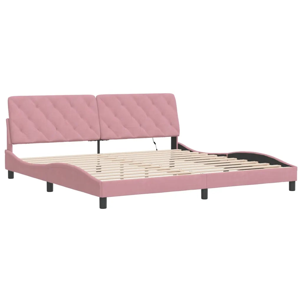 Giroletto con LED senza Materasso Rosa 200x200 cm in Velluto