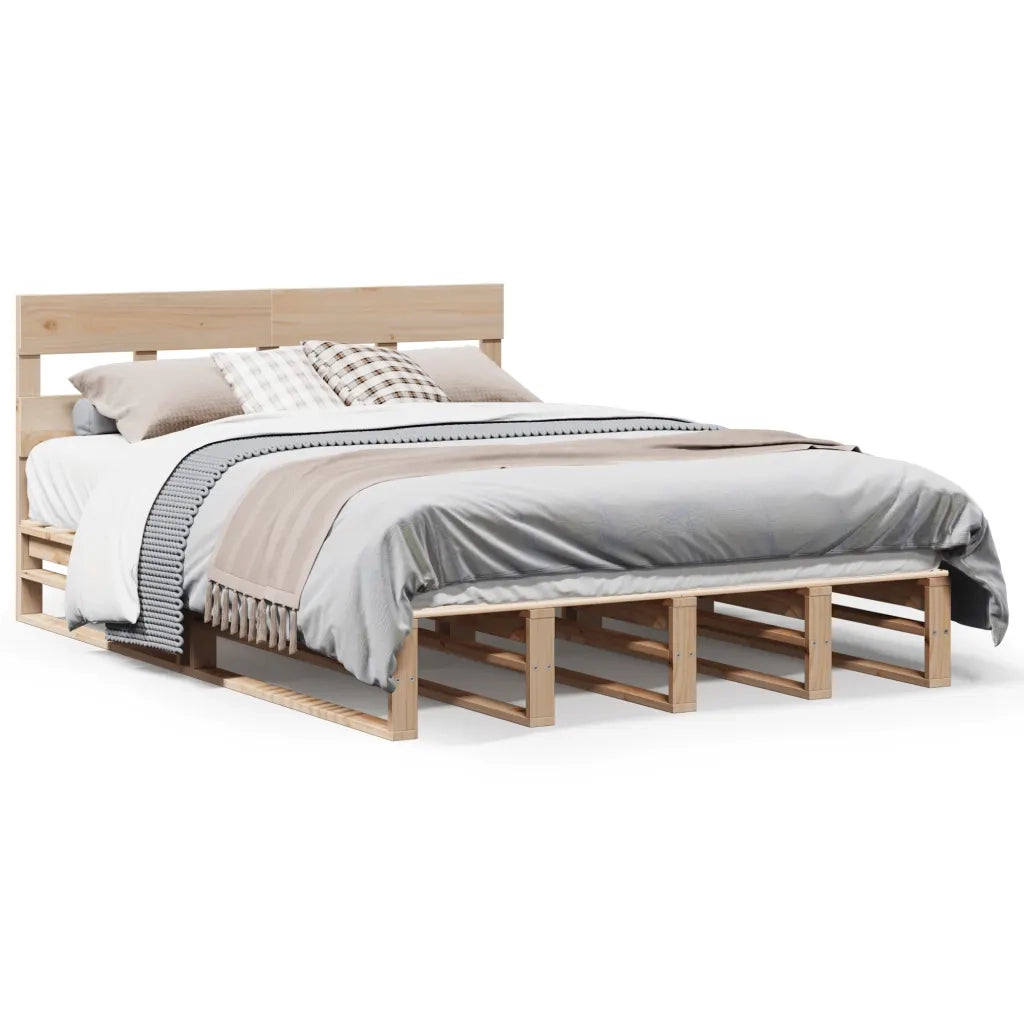 Letto senza Materasso-Struttura Letto 135x190 cm in Legno Massello di Pino 317256