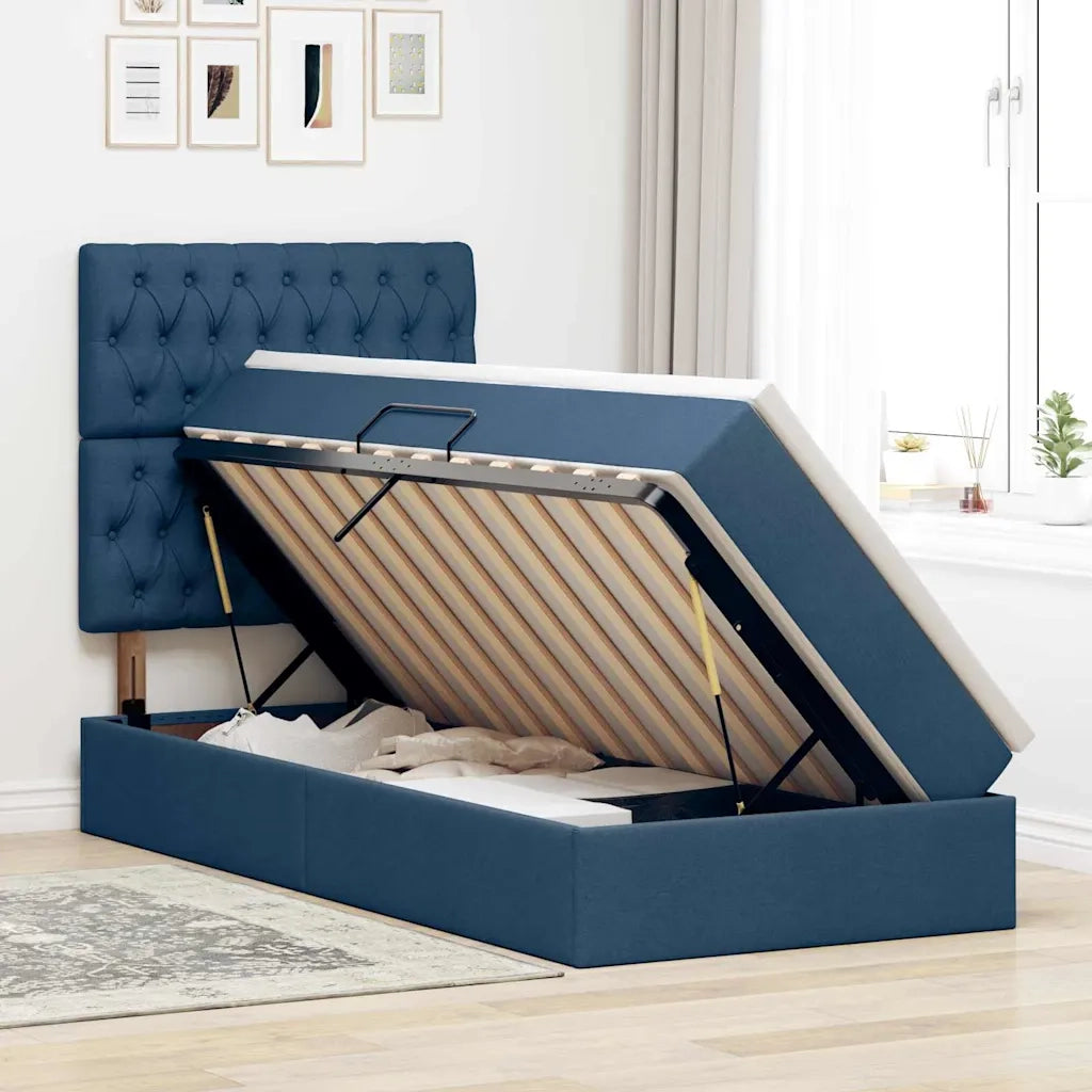 Letto con contenitore e LED con led Blu 100 x 200 cm Poliestere