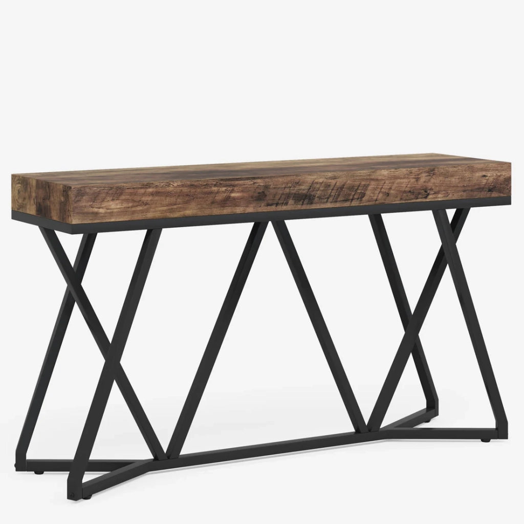 TAVOLO Consolle 140 cm MDF e Metallo Nero Marrone Rustico